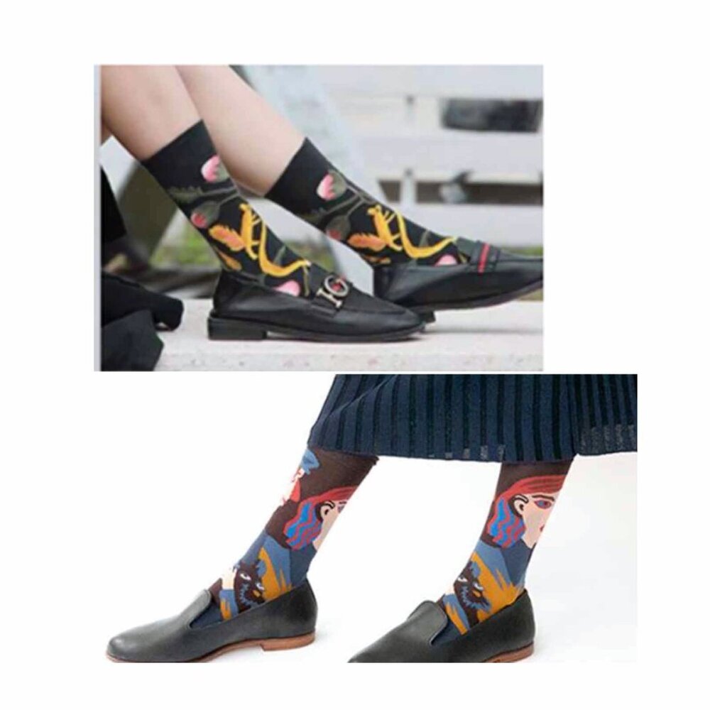 Artsy Cotton Socks 3 Pair Med